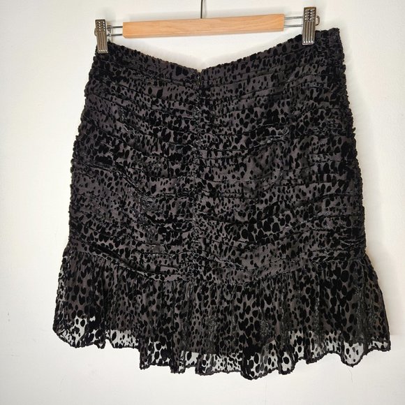 A.L.C Silk Ruffle Burnout Velvet Mini Skirt 6 Black Party - Picture 3 of 8